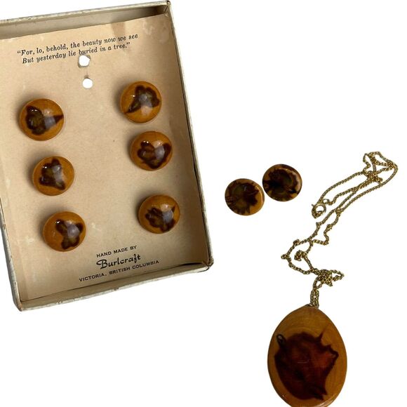 burlcraft victoria british columbia juniper wood jewelry set - Picture 5 of 14